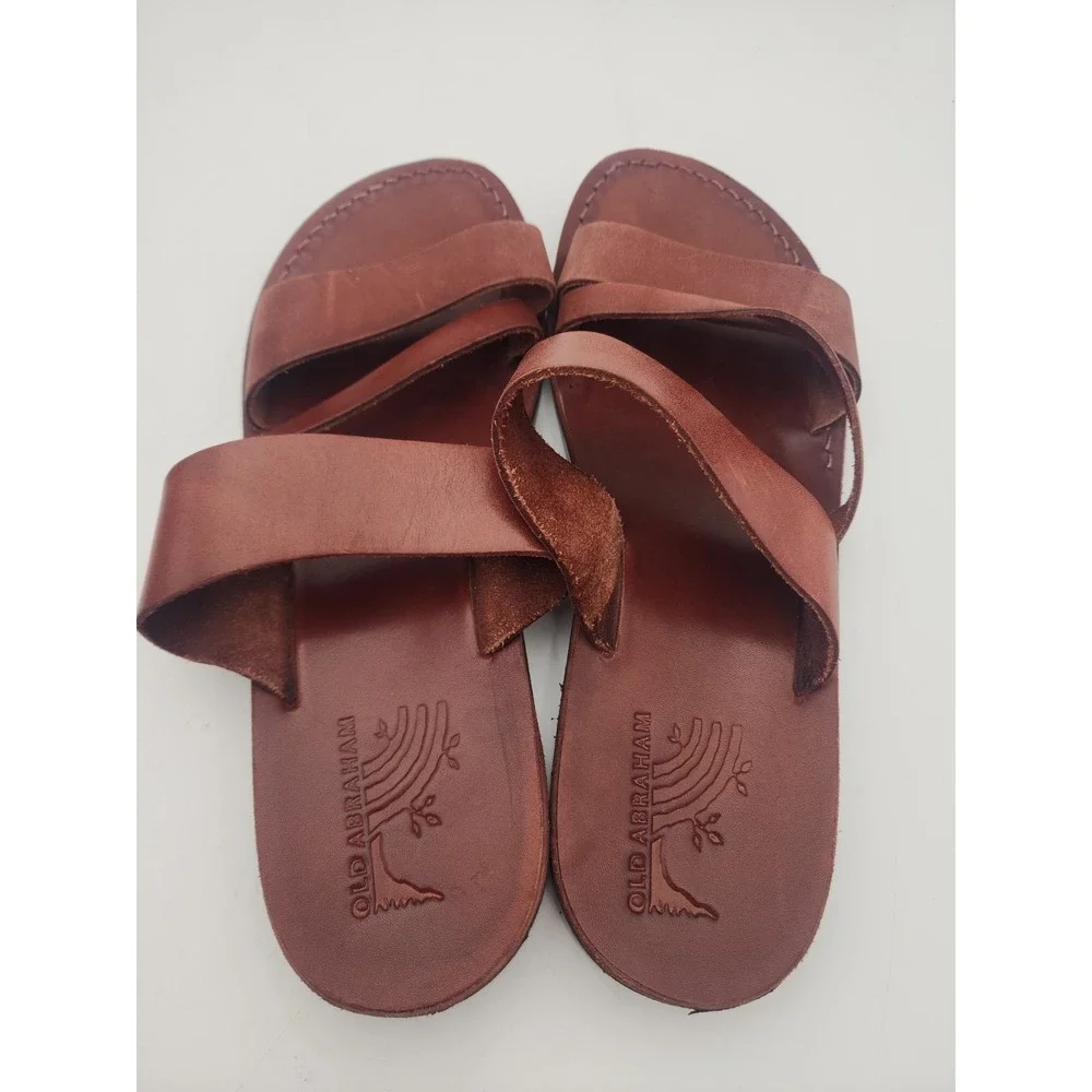 100% Leather Old Abraham Jerusalem Artisan Handmade Jesus Sandals EU 46 US 12